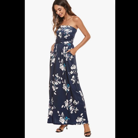Navy floral maxi dress - Picture 2 of 5